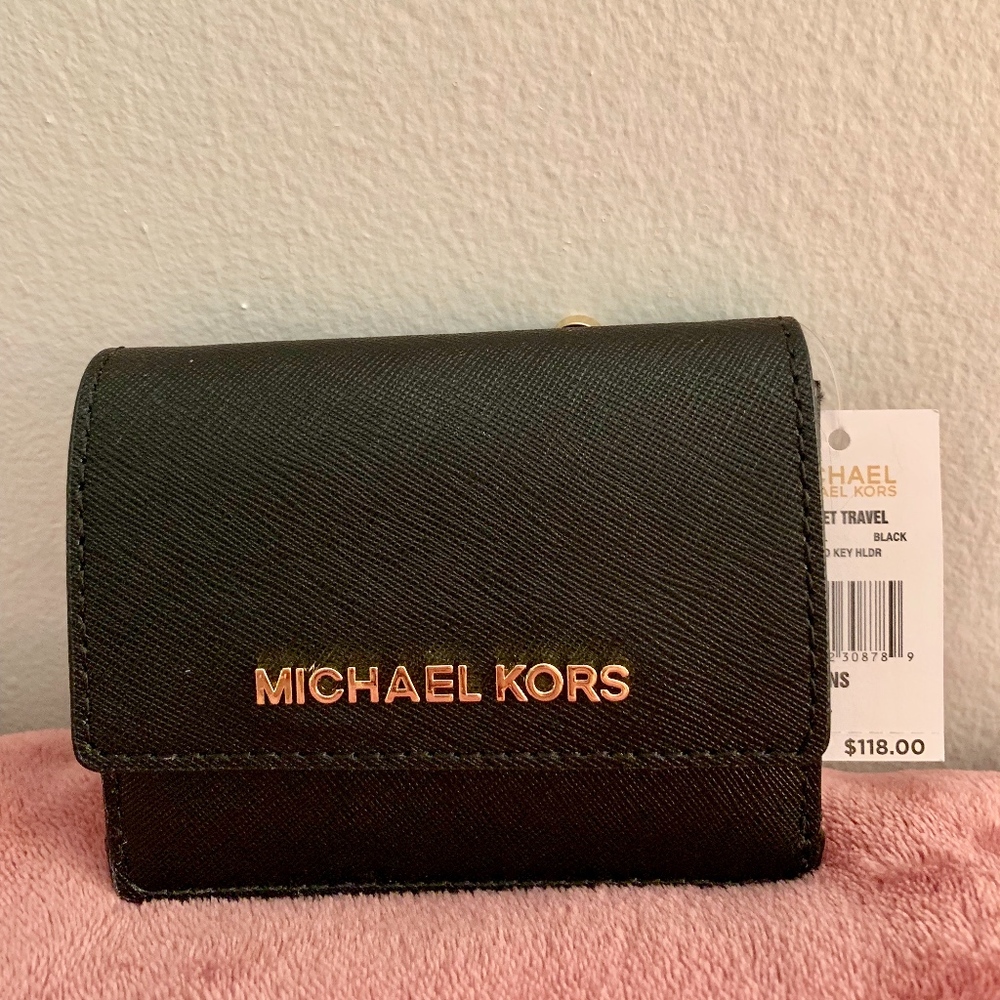 Michael Kors Jet Set Travel Card Case Wallet Black